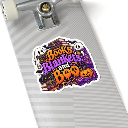 Books, Blankets & Boo Sticker | Cozy Halloween Reader Decal