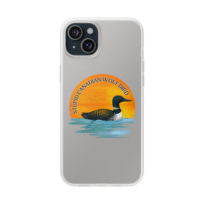Stupid Canadian Wolf Bird Phone Case | Loon Sunset Hockey Design