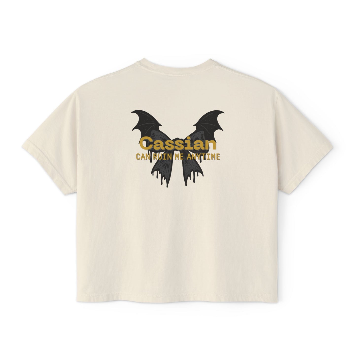 Trendy Women's Boxy Tee, 'Cassian Can Ruin Me', ACOTAR Series Fandom Shirt, Casual Fashion Top, Perfect for Everyday Wear, Goth Aesthetic Shirt