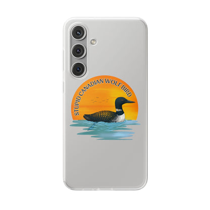 Stupid Canadian Wolf Bird Phone Case | Loon Sunset Hockey Design
