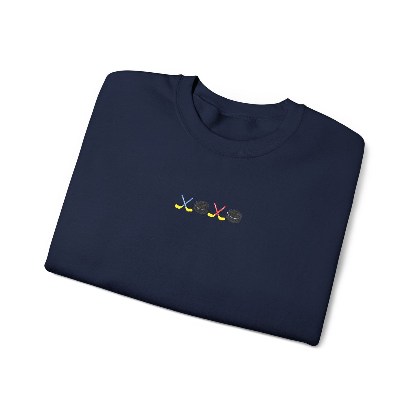 XOXO Hockey Crewneck Sweatshirt | Minimal Embroidered Cozy Pullover