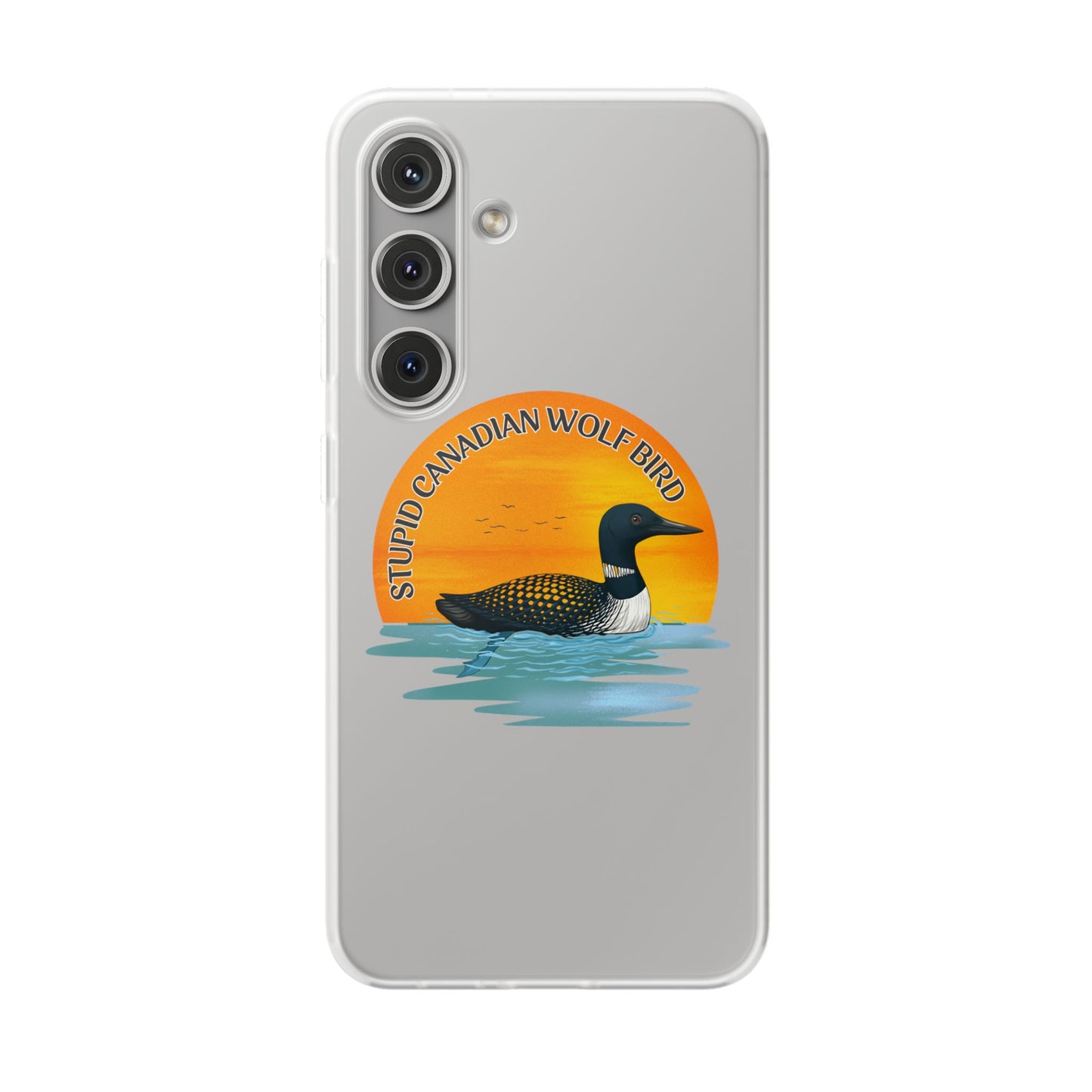 Stupid Canadian Wolf Bird Phone Case | Loon Sunset Hockey Design
