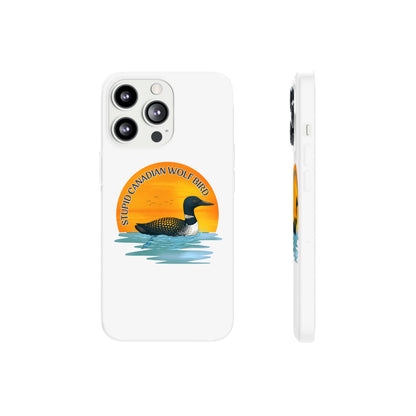 Stupid Canadian Wolf Bird Phone Case | Loon Sunset Hockey Design