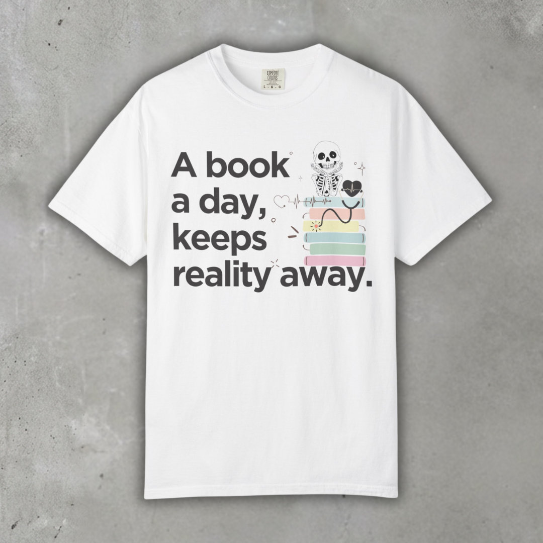 A_book_a_day_keeps_reality_away_White