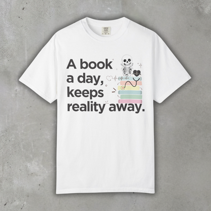 A_book_a_day_keeps_reality_away_White