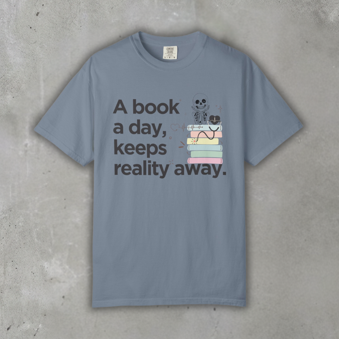 A_book_a_day_keeps_reality_away_blue_jean