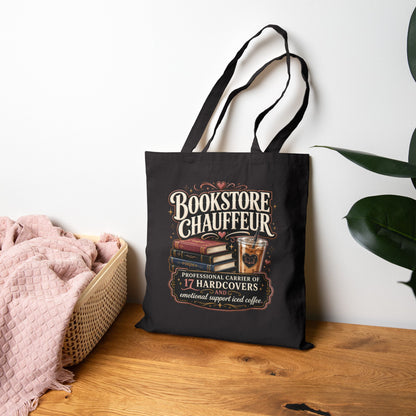 Bookstore Chauffeur tote bag mockup black