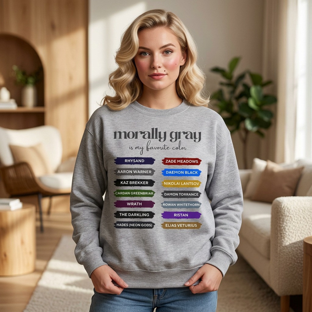 Crewneck Sweatshirt — "Morally Gray Is My Favorite Color" Character Name Palette