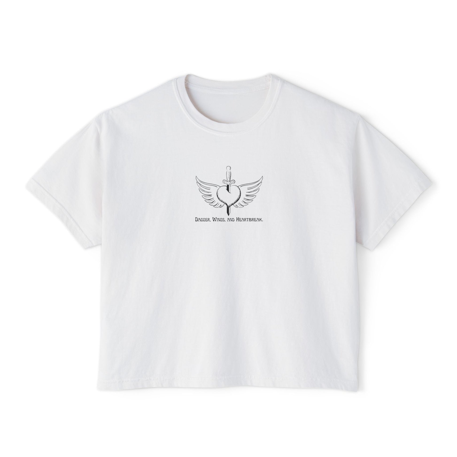 Dagger, Wings, and Heartbreak Boxy Tee White