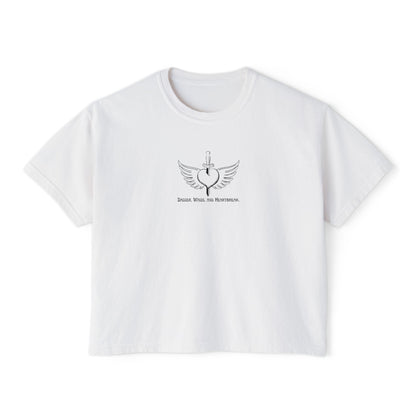 Dagger, Wings, and Heartbreak Boxy Tee White