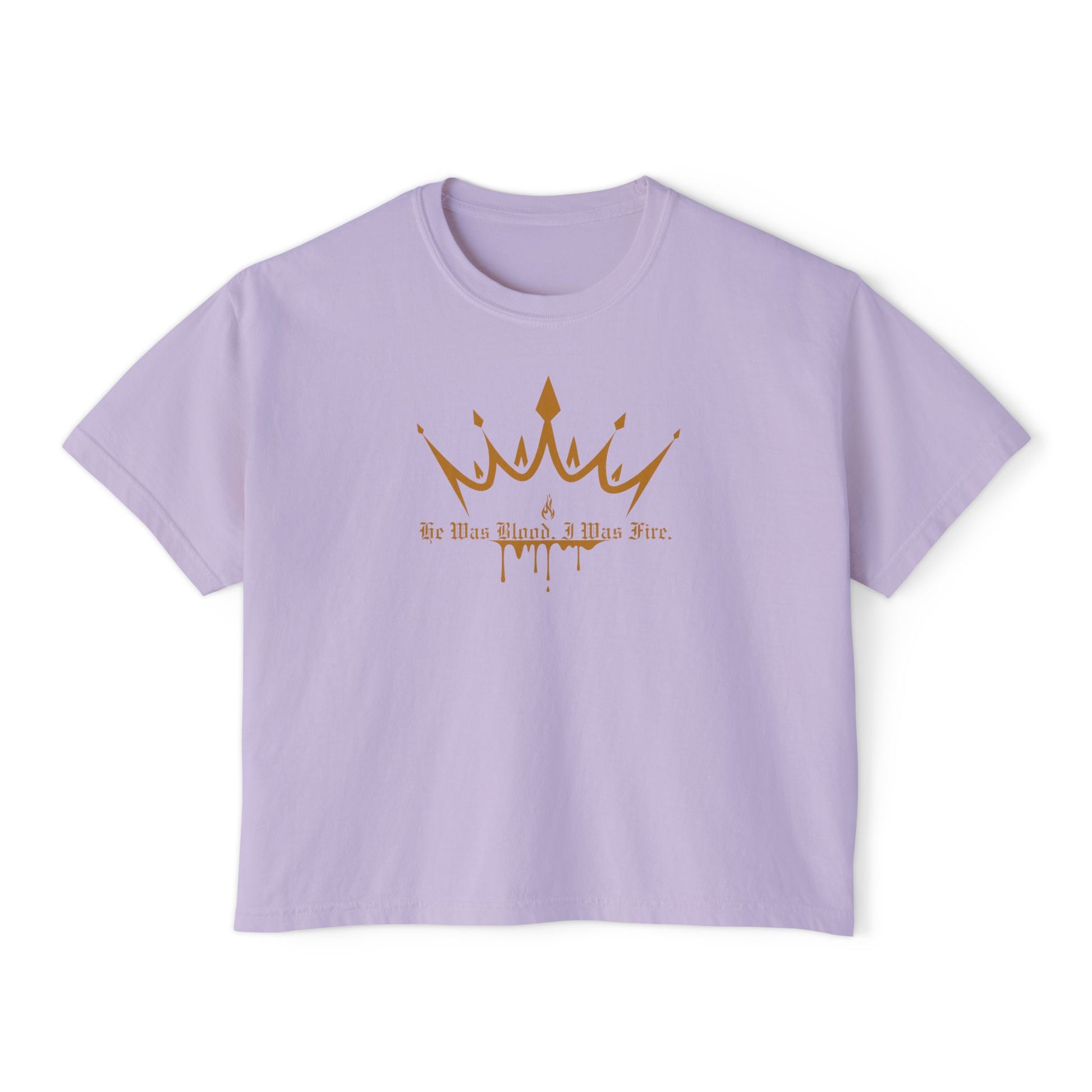 He Was Blood, I Was Fire Boxy Tee Orchid