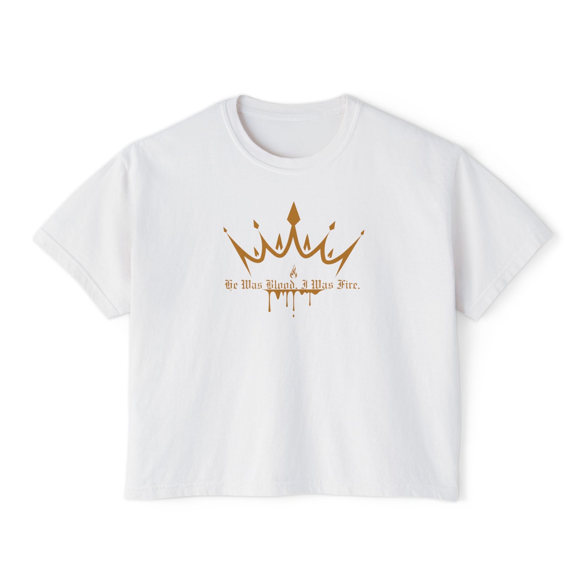He Was Blood, I Was Fire Boxy Tee White