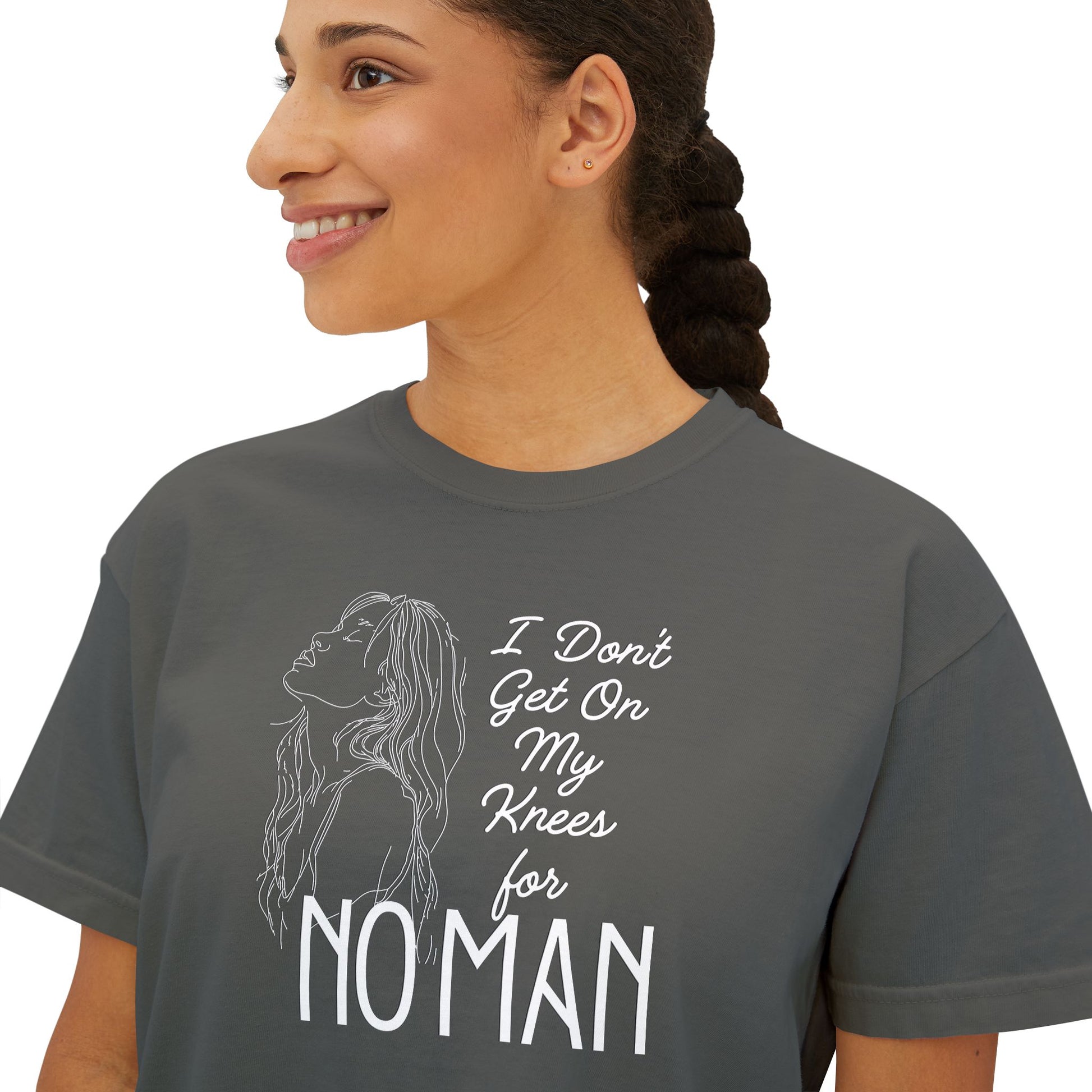 I_Don_t_Get_on_My_Knees_for_No_Man_Boxy_Tee_Pepper_mockup