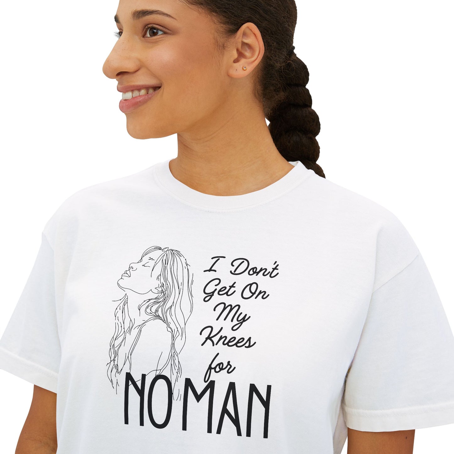 I_Don_t_Get_on_My_Knees_for_No_Man_Boxy_Tee_White_mockup