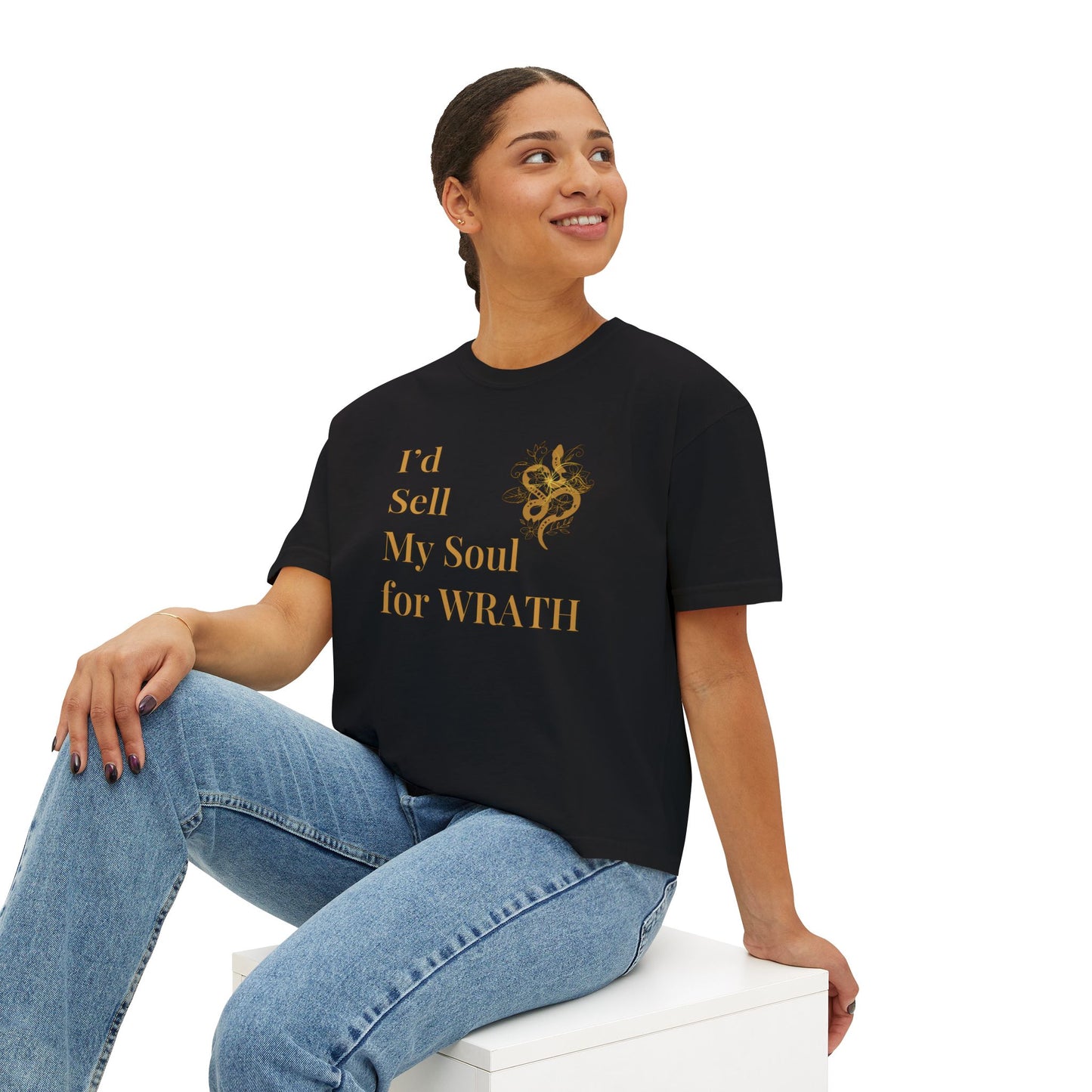 I'd Sell My Soul for Wrath, Casual Shirt, Gift for Her, Funny Tee, Trendy Top Black Mockup 2