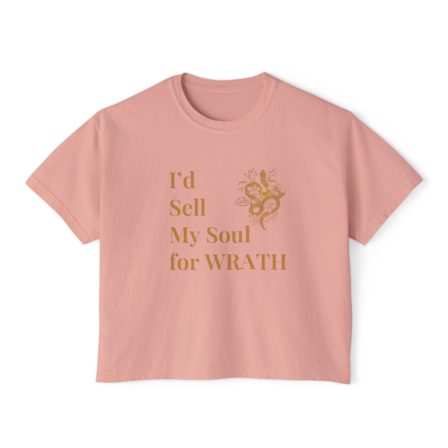 I'd Sell My Soul for Wrath, Casual Shirt, Gift for Her, Funny Tee, Trendy Top Peachy