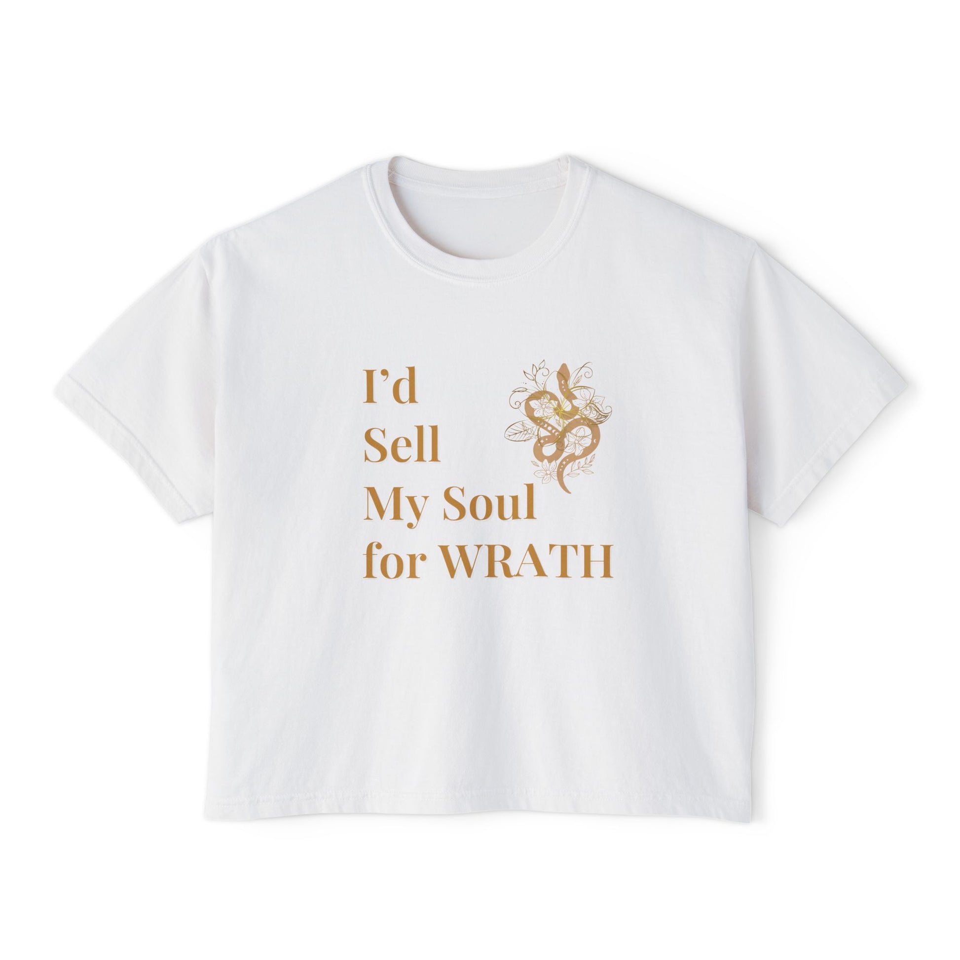 I'd Sell My Soul for Wrath, Casual Shirt, Gift for Her, Funny Tee, Trendy Top White