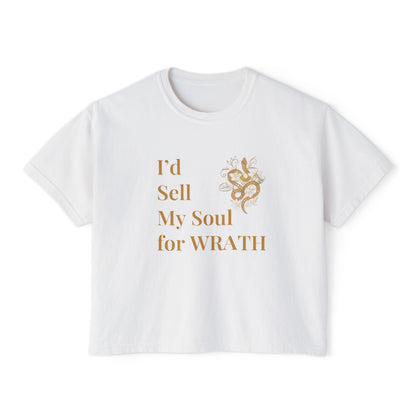 I'd Sell My Soul for Wrath, Casual Shirt, Gift for Her, Funny Tee, Trendy Top White