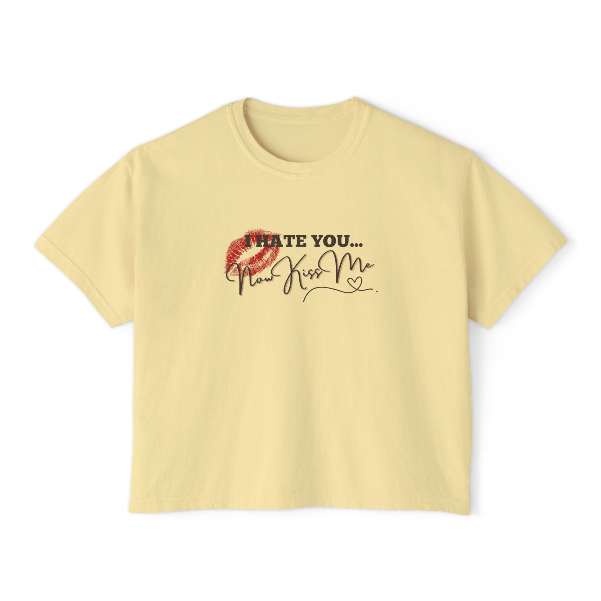 Yellow t-shirt with a graphic design on a white background