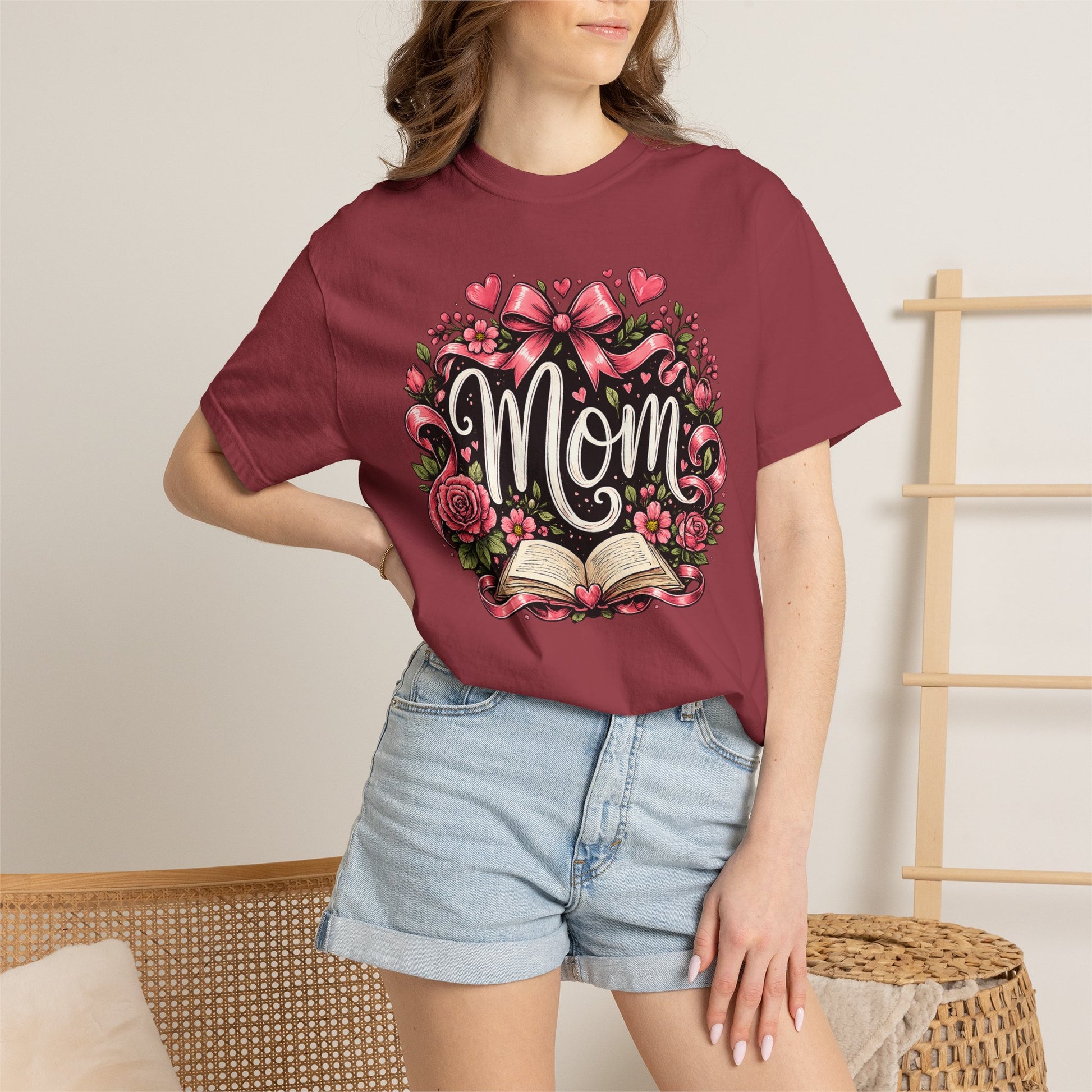 Mom_Floral_T-Shirt_Heart_and_Book_maroon