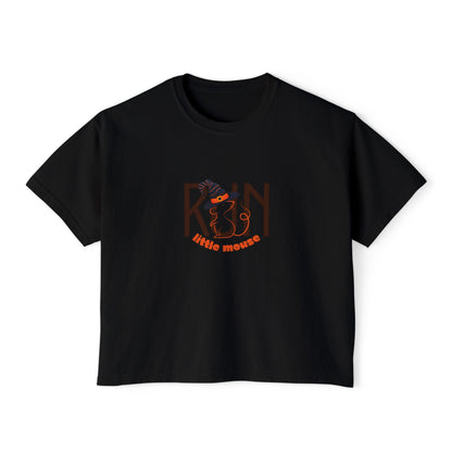 Run, Little Mouse Boxy Tee Black