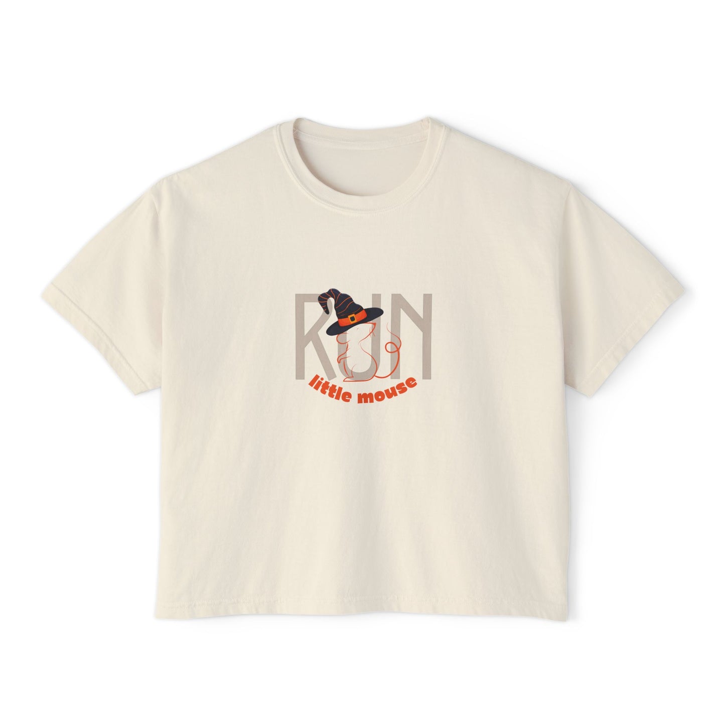 Run, Little Mouse Boxy Tee Ivory