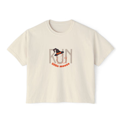 Run, Little Mouse Boxy Tee Ivory