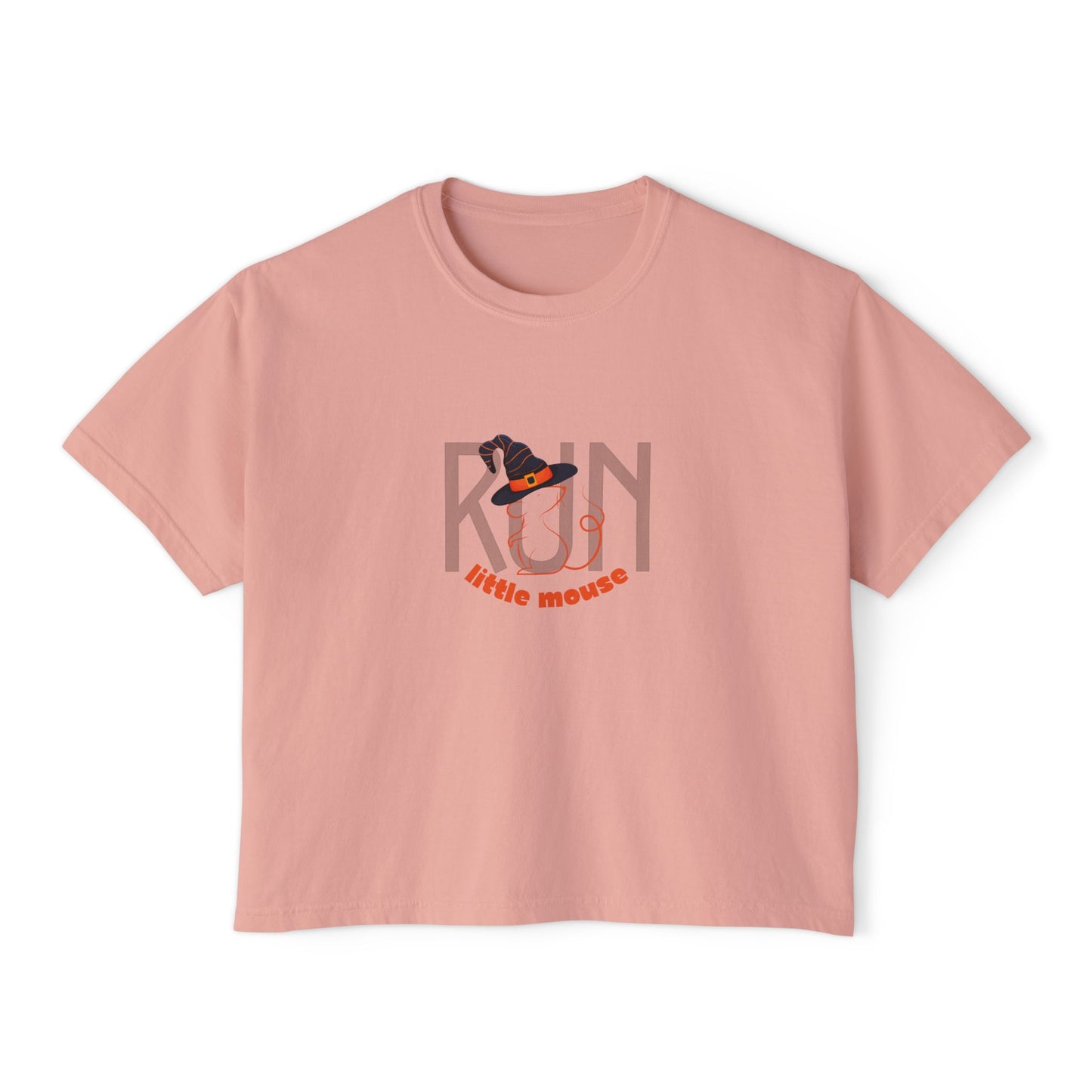 Run, Little Mouse Boxy Tee Peachy