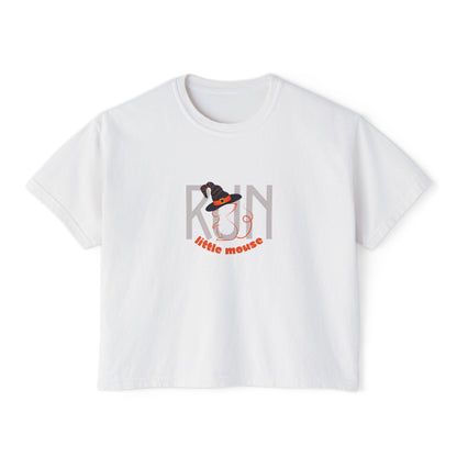 Run, Little Mouse Boxy Tee White