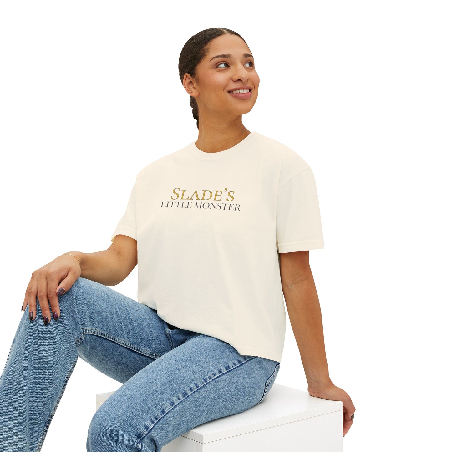 Slade Little Monster Women's Boxy Tee Ivory mockup 2
