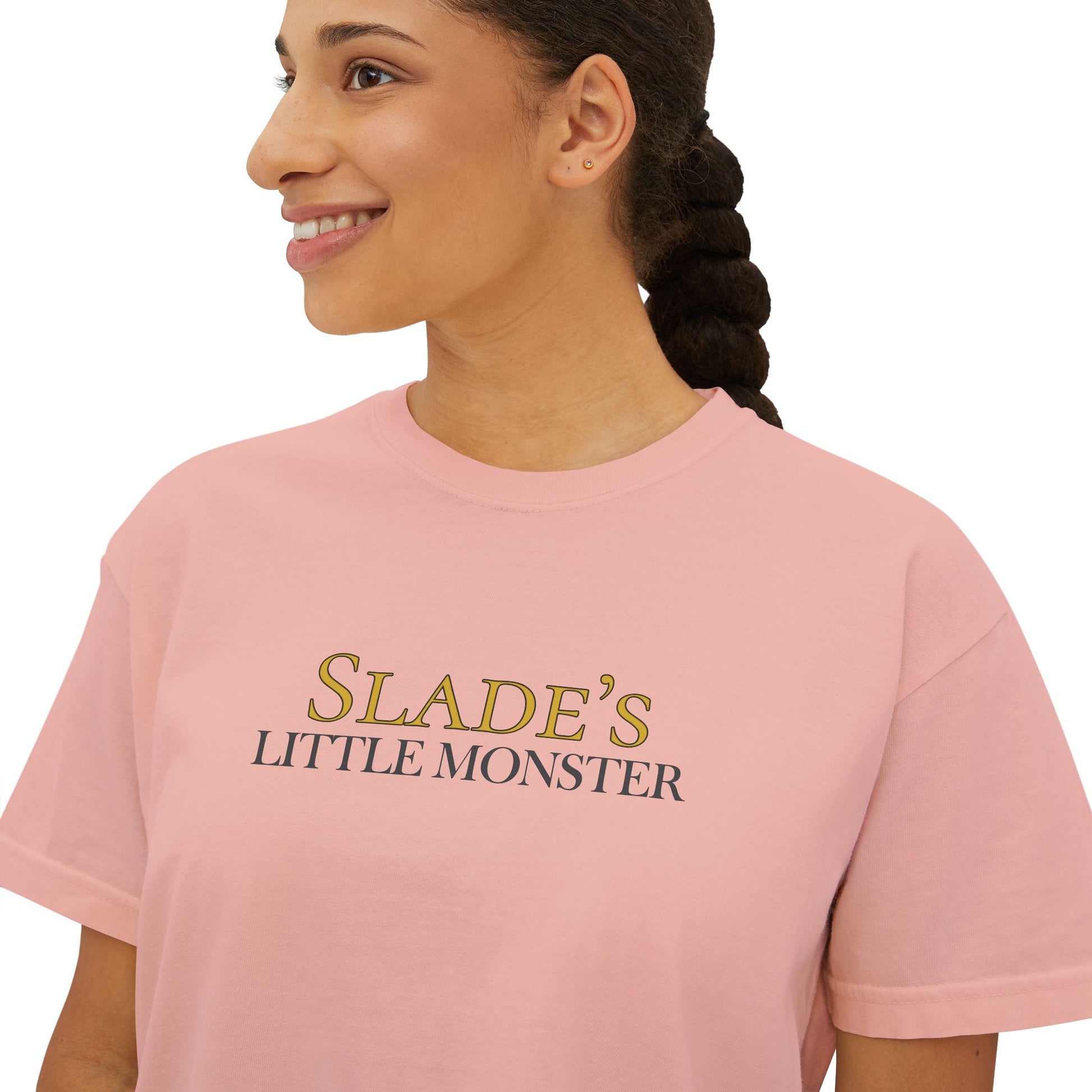 Slade Little Monster Women's Boxy Tee Peachy mockup 3