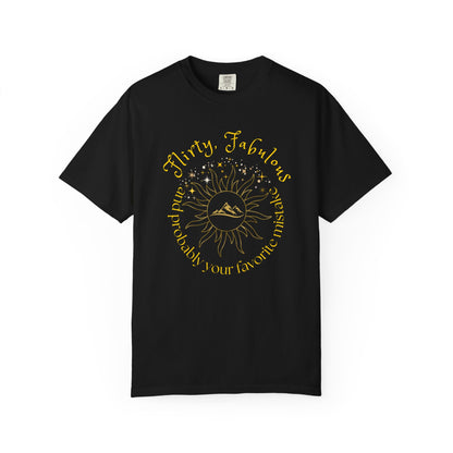 T-shirt with 'Flirty, fabulous, and probably your favorite mistake' quote by HELION, ACOTAR Series Black