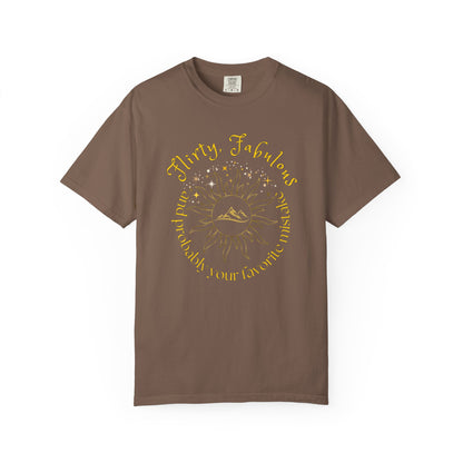 T-shirt with 'Flirty, fabulous, and probably your favorite mistake' quote by HELION, ACOTAR Series Espresso