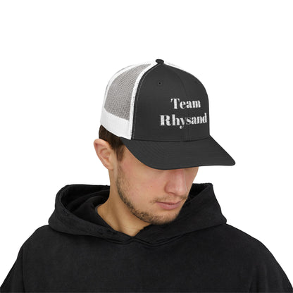 Team Rhysand Sparkly Trucker Hat Black/White Mockup