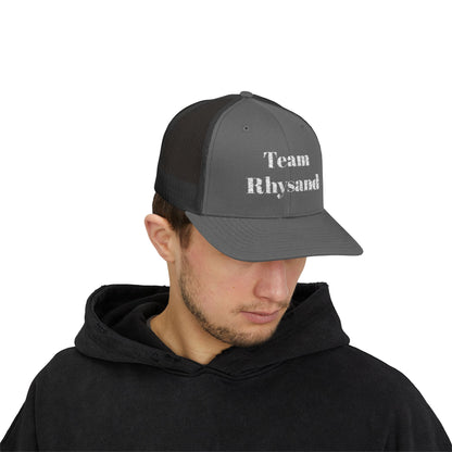 Team Rhysand Sparkly Trucker Hat Charcoal/Black Mockup