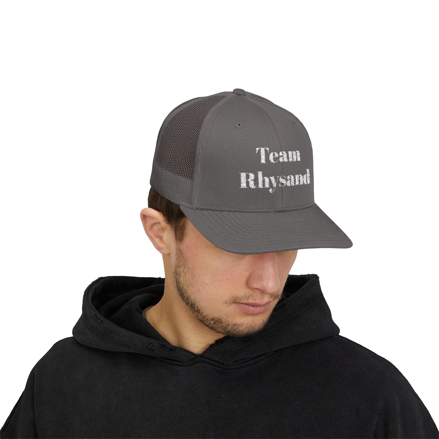 Team Rhysand Sparkly Trucker Hat Charcoal Mockup