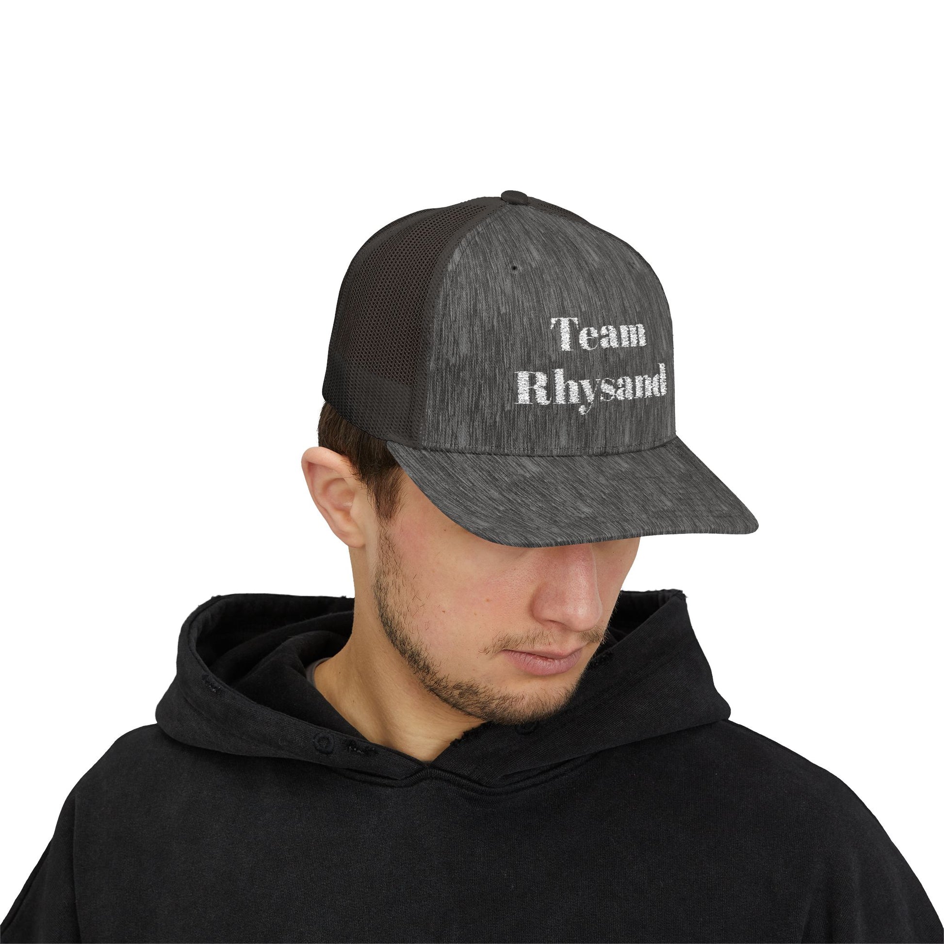 Team Rhysand Sparkly Trucker Hat Dark Heather Grey mockup