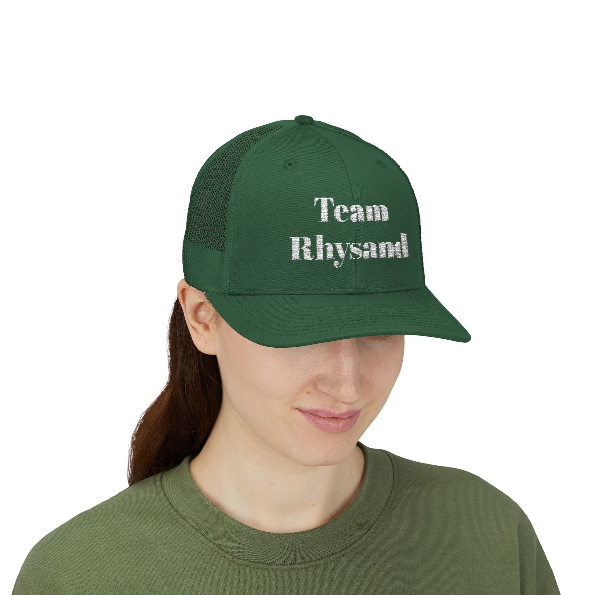 Team Rhysand Sparkly Trucker Hat Evergreen mockup 2
