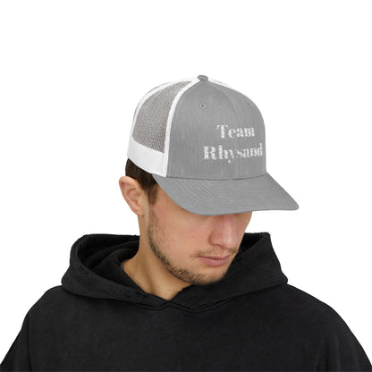 Team Rhysand Sparkly Trucker Hat Heather Grey/White  Mockup