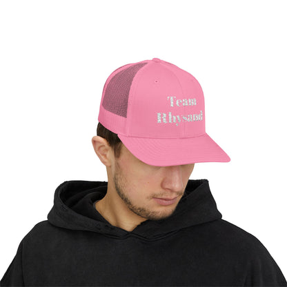 Team Rhysand Sparkly Trucker Hat Pink mockup