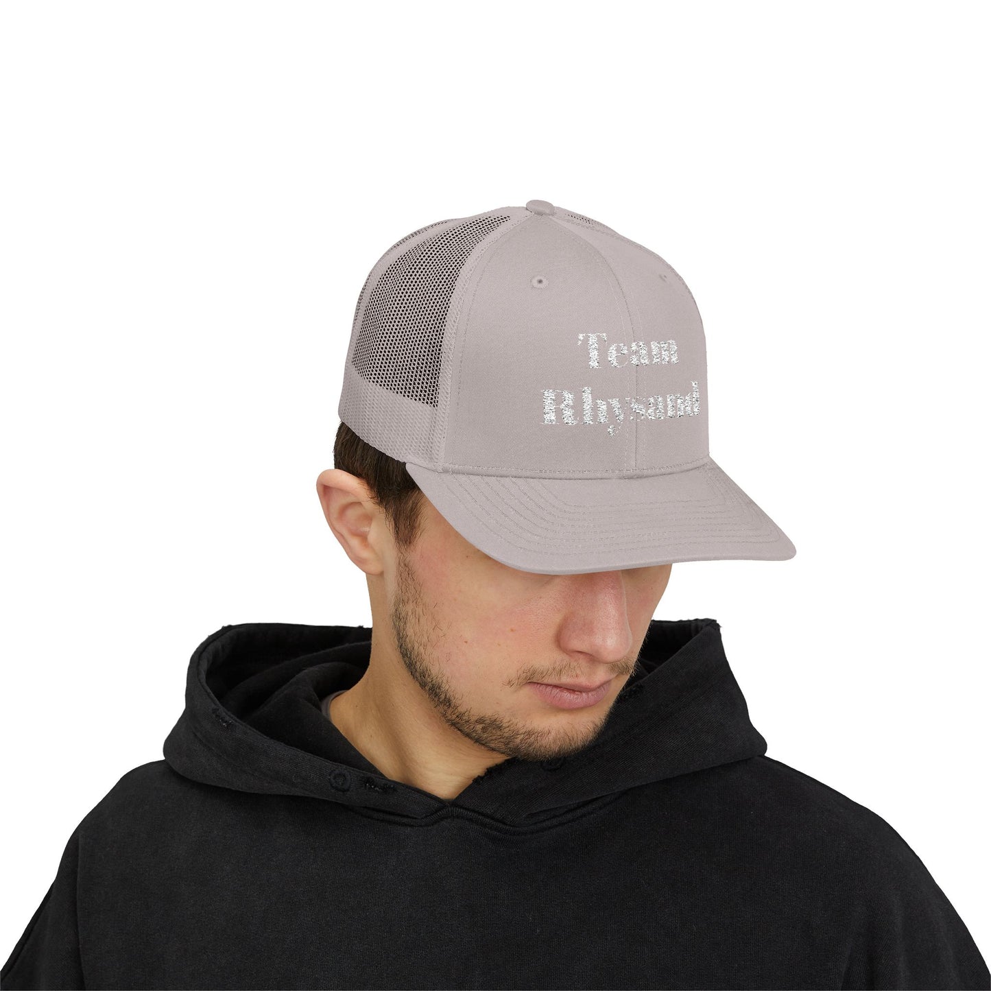 Team Rhysand Sparkly Trucker Hat Silver Mockup 