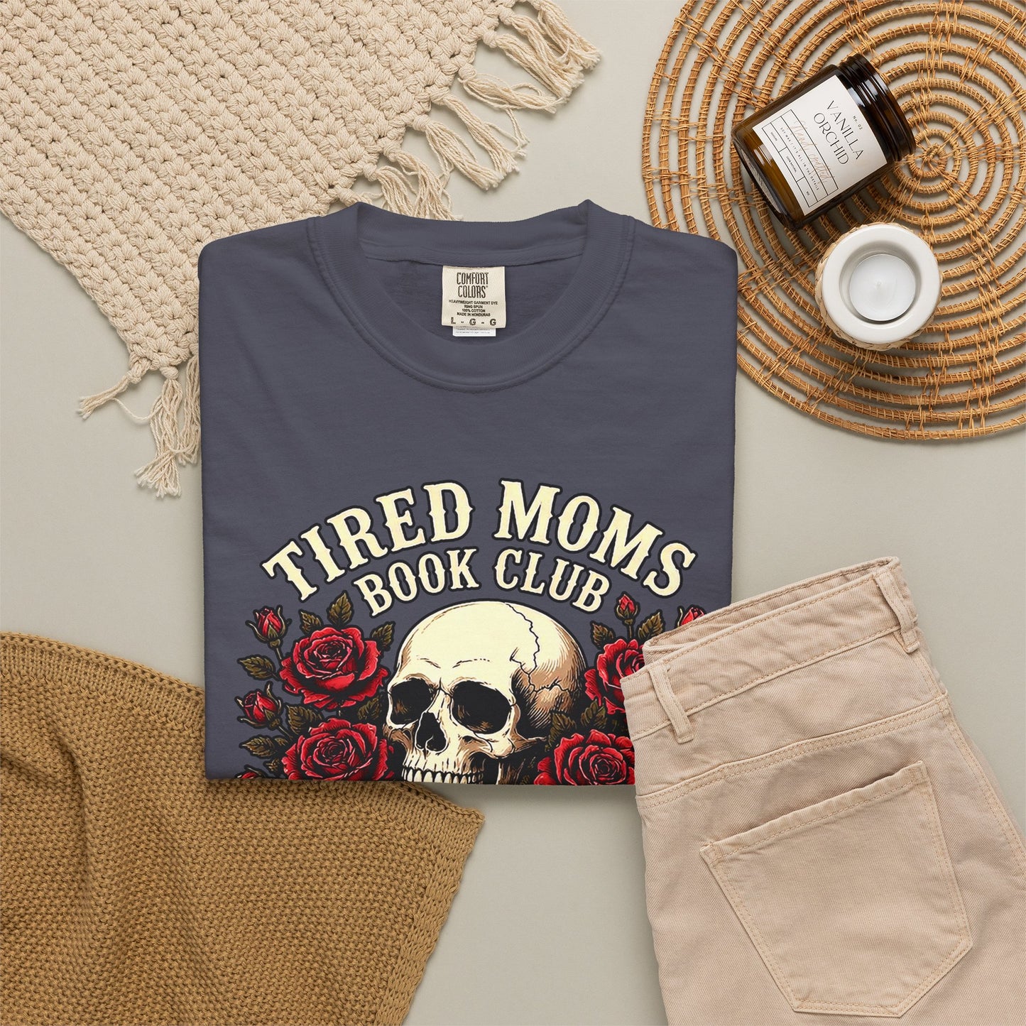 Tired_Moms_Book_Club_T-Shirt_Skull_Colorful_Navy