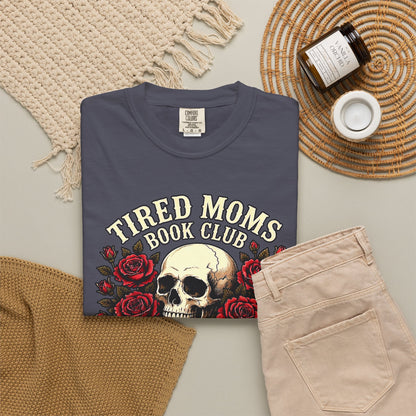 Tired_Moms_Book_Club_T-Shirt_Skull_Colorful_Navy