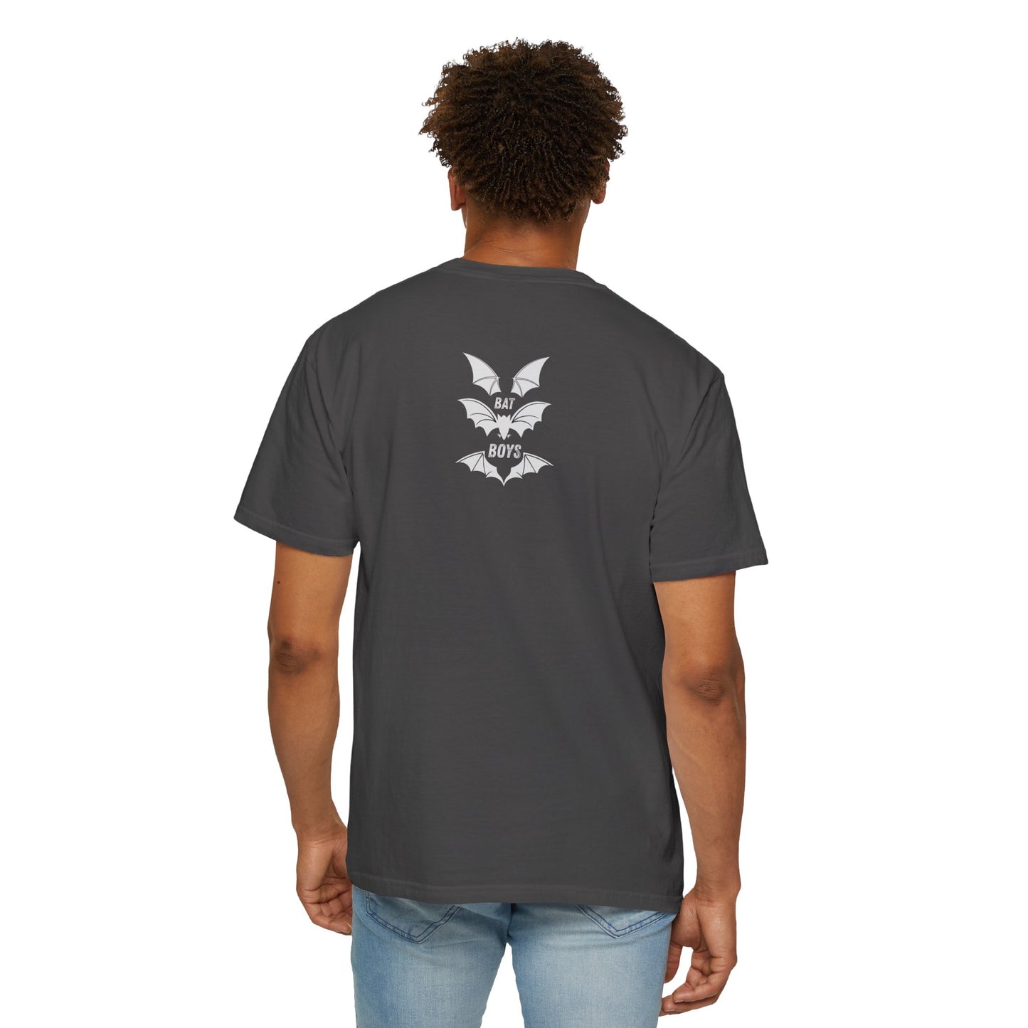 Unisex Garment-Dyed 'Bat Boys' Graphic T-Shirt Graphite