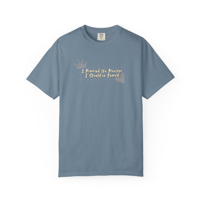 Unisex T-shirt 'I Married the Monster I Should've Feared' King of Battle and Blood by Scarlett St Clair Ice Blue