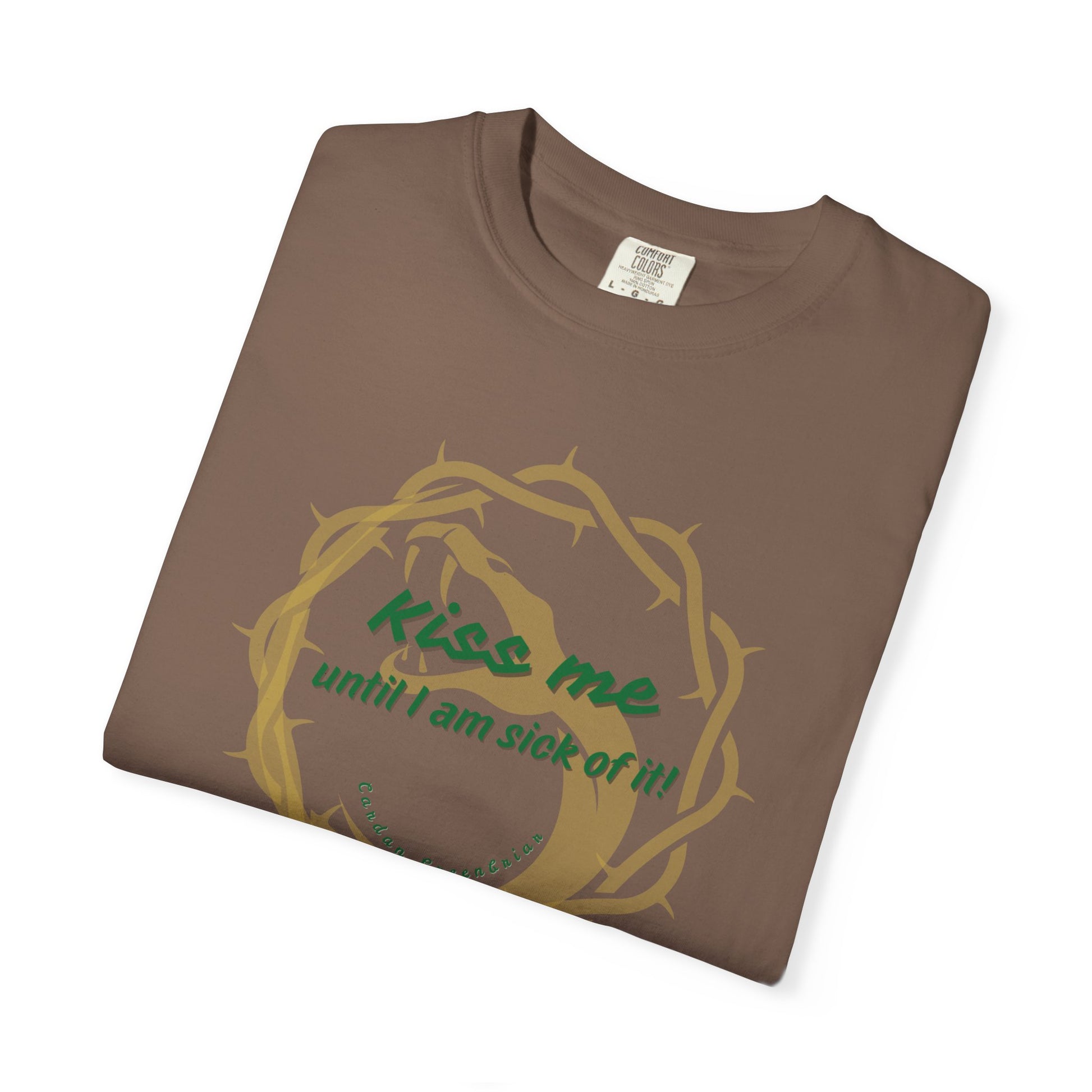 Unisex_T-shirt_Kiss_Me_until_I_am_Sick_of_it Espresso Folded