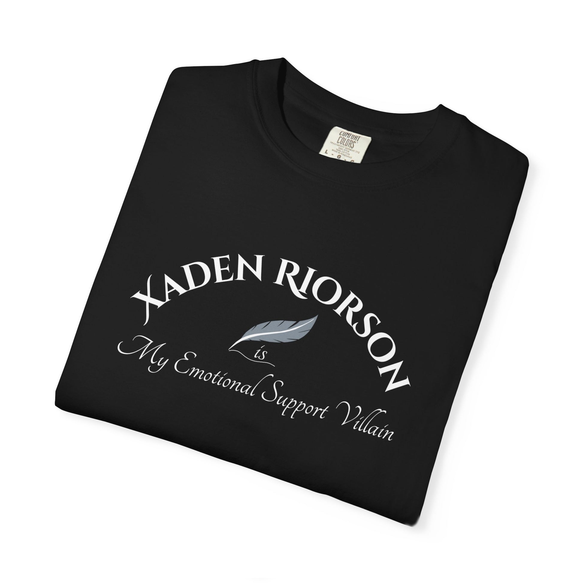 Xaden Riorson Is My Emotional Support Villain Shirt Black Folded