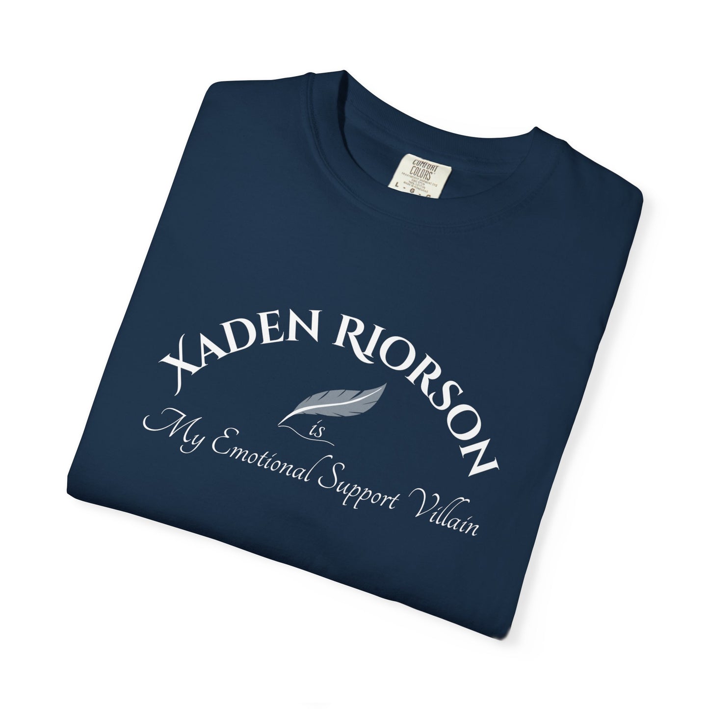 Xaden Riorson Is My Emotional Support Villain Shirt Navy Folded